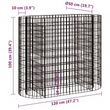 Gabions, augstā puķu kaste, cinkota dzelzs, 120x50x100 cm