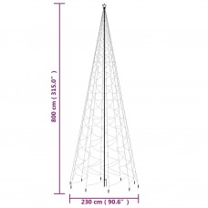 Ziemassvētku egle ar pīķi, 3000 krāsainas led lampiņas, 800 cm