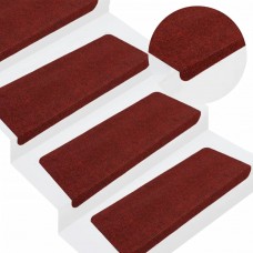 Kāpņu paklāji, 15 gab., pašlīmējoši, 65x24,5x3,5 cm, sarkani
