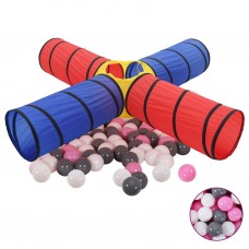 Bērnu rotaļu tunelis ar 250 bumbiņām, krāsains