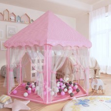 Princešu rotaļu telts ar 250 bumbiņām, rozā, 133x140 cm
