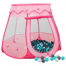 Rotaļu telts ar 250 bumbiņām, rozā, 102x102x82 cm