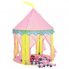 Rotaļu telts ar 250 bumbiņām, rozā, 100x100x127 cm