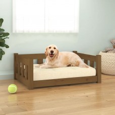 Suņu gulta, medus brūna, 75,5x55,5x28 cm, priedes masīvkoks