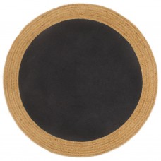 Pīts paklājs, melns, dabīga apmale, 90 cm, džuta, kokvilna