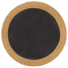 Pīts paklājs, melns, dabīga apmale, 120 cm, džuta, kokvilna