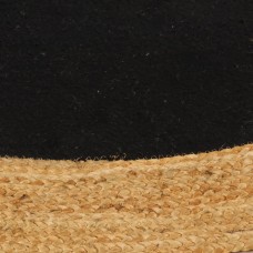 Pīts paklājs, melns, dabīga apmale, 120 cm, džuta, kokvilna