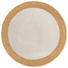 Pīts paklājs, balts, dabīga apmale, 90 cm, džuta, kokvilna