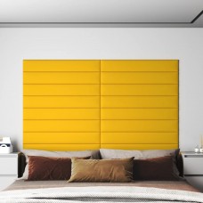 Sienas paneļi, 12 gab., dzelteni, 90x15 cm, samts, 1,62 m²