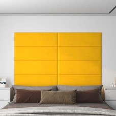 Sienas paneļi, 12 gab., dzelteni, 90x30 cm, samts, 3,24 m²