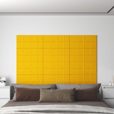 Sienas paneļi, 12 gab., dzelteni, 60x30 cm, samts, 2,16 m²