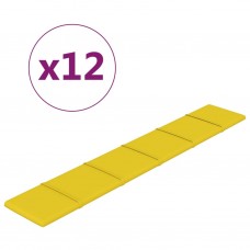 Sienas paneļi, 12 gab., gaiši dzelteni, 90x15cm, audums, 1,62m²