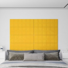 Sienas paneļi, 12 gab., dzelteni, 90x30 cm, samts, 3,24 m²