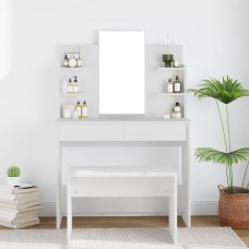 Galdiņš ar spoguli, balts, 96x40x142 cm