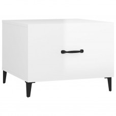 Kafijas galdiņš ar metāla kājām, spīdīgi balts, 50x50x40 cm
