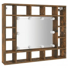 Spoguļskapītis ar led, ozolkoka krāsa, 91x15x76,5 cm