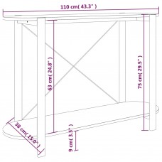 Konsoles galds, balts, 110x38x75 cm, inženierijas koks