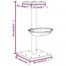 Kaķu māja ar sizala stabu nagu asināšanai, 74 cm, gaiši pelēka