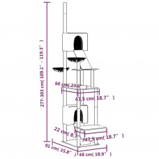 Kaķu māja līdz griestiem, gaiši pelēka, 277-303 cm