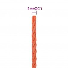 Darba virve, oranža, 6 mm, 25 m, polipropilēns