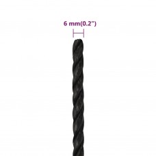 Darba virve, melna, 6 mm, 50 m, polipropilēns