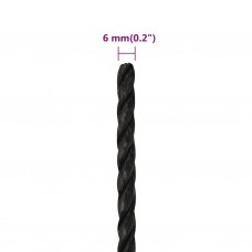Darba virve, melna, 6 mm, 100 m, polipropilēns