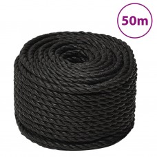 Darba virve, melna, 12 mm, 50 m, polipropilēns