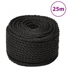 Darba virve, melna, 14 mm, 25 m, polipropilēns