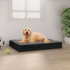Suņu gulta, melna, 71,5x54x9 cm, priedes masīvkoks