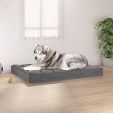 Suņu gulta, pelēka, 101,5x74x9 cm, priedes masīvkoks