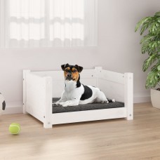 Suņu gulta, balta, 55,5x45,5x28 cm, priedes masīvkoks