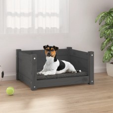 Suņu gulta, pelēka, 55,5x45,5x28 cm, priedes masīvkoks