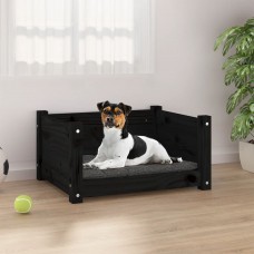 Suņu gulta, melna, 55,5x45,5x28 cm, priedes masīvkoks