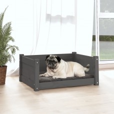 Suņu gulta, pelēka, 65,5x50,5x28 cm, priedes masīvkoks