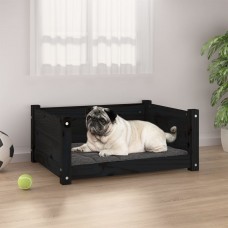 Suņu gulta, melna, 65,5x50,5x28 cm, priedes masīvkoks