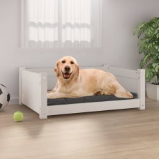 Suņu gulta, balta, 75,5x55,5x28 cm, priedes masīvkoks