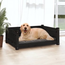 Suņu gulta, melna, 75,5x55,5x28 cm, priedes masīvkoks