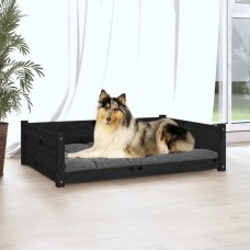 Suņu gulta, melna, 95,5x65,5x28 cm, priedes masīvkoks