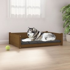 Suņu gulta, medus brūna, 105,5x75,5x28 cm, priedes masīvkoks