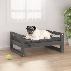 Suņu gulta, pelēka, 65,5x50,5x28 cm, priedes masīvkoks