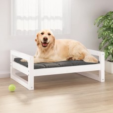 Suņu gulta, balta, 75,5x55,5x28 cm, priedes masīvkoks
