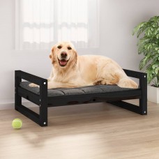 Suņu gulta, melna, 75,5x55,5x28 cm, priedes masīvkoks