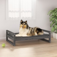 Suņu gulta, pelēka, 95,5x65,5x28 cm, priedes masīvkoks