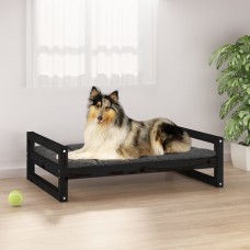 Suņu gulta, melna, 95,5x65,5x28 cm, priedes masīvkoks