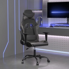 Masāžas datorspēļu krēsls, melna un pelēka mākslīgā āda