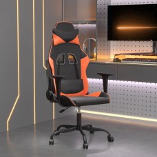 Masāžas datorspēļu krēsls, melna un oranža mākslīgā āda