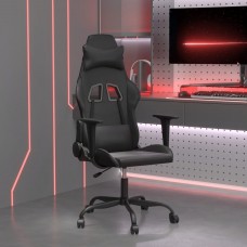 Masāžas datorspēļu krēsls, melna mākslīgā āda