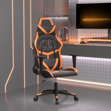 Masāžas datorspēļu krēsls, melna un oranža mākslīgā āda