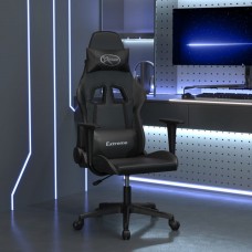 Masāžas datorspēļu krēsls, melna mākslīgā āda