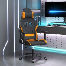 Masāžas datorspēļu krēsls, melns un oranžs audums